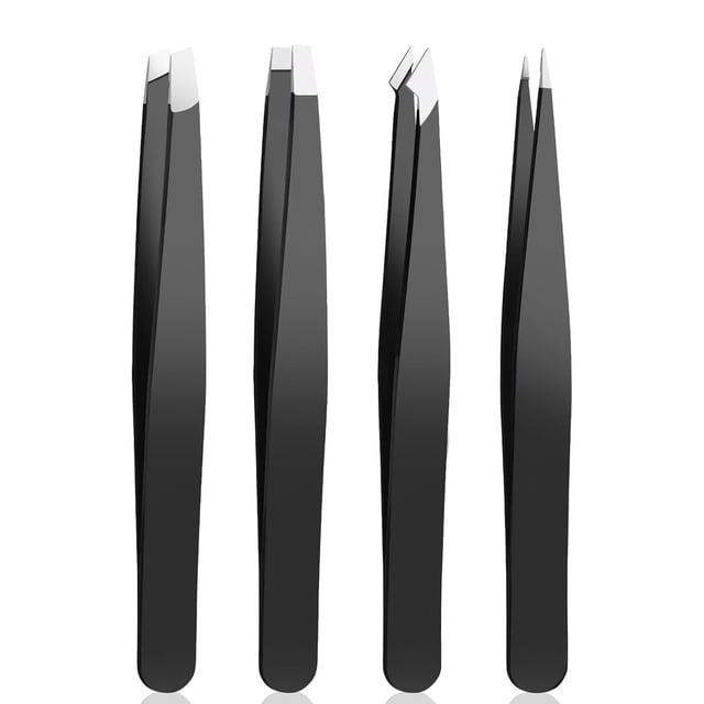 Set de pinzas YilulvDeng de 4 piezas de acero inoxidable negro