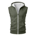 thumbnail image 5 of RUTAYY Men's Sleeveless Zip Up Hoodie Drawstring with Pocket Solid Color Casual Vest Sweatshirt Army Green, 5 of 6