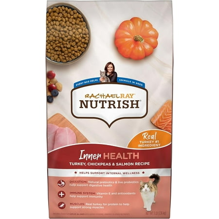 Rachael Ray Nutrish Inner Health Premium Natural Dry Cat Food, Turkey with Chickpeas & Salmon Recipe, 3 Pound Bag
