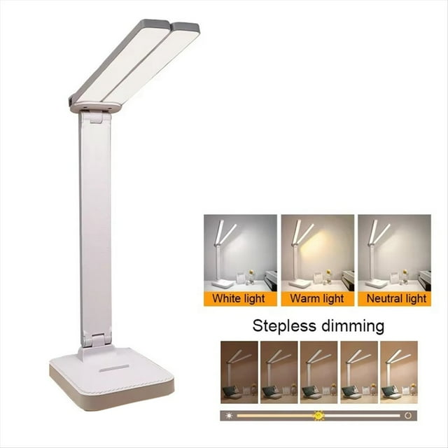 Lámpara de Escritorio LED, Luz Táctil Regulable de 3 Niveles, Recargable por USB, Protección para los Ojos, Lámpara de Escritorio Plegable, Color