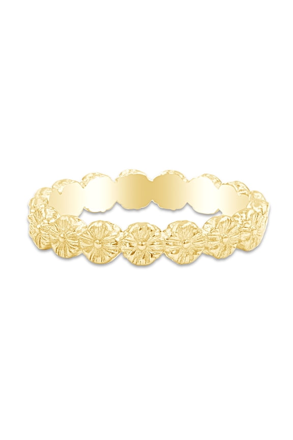 14k Yellow Gold Plated 925 Sterling Silver Poppy Flower Design Wedding Band Promise Ring Jewelry For Her Women Ring Size-10