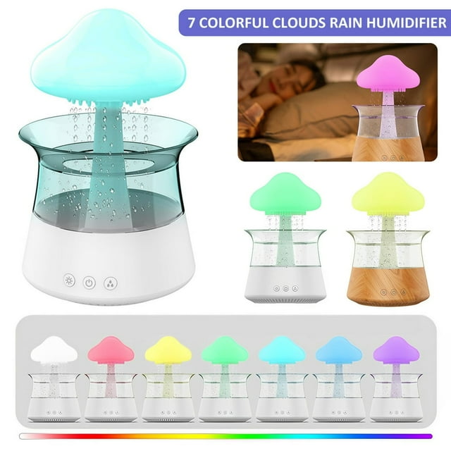 DEBGFS Cloud Rain Humidifier with 7 Colour Lights Timer Portable Raindrop Cloud Humidifier Reusable Aroma Diffuser Humidifier Cute Essential Oil Diffuser Relaxing Water Drop Sound,brown