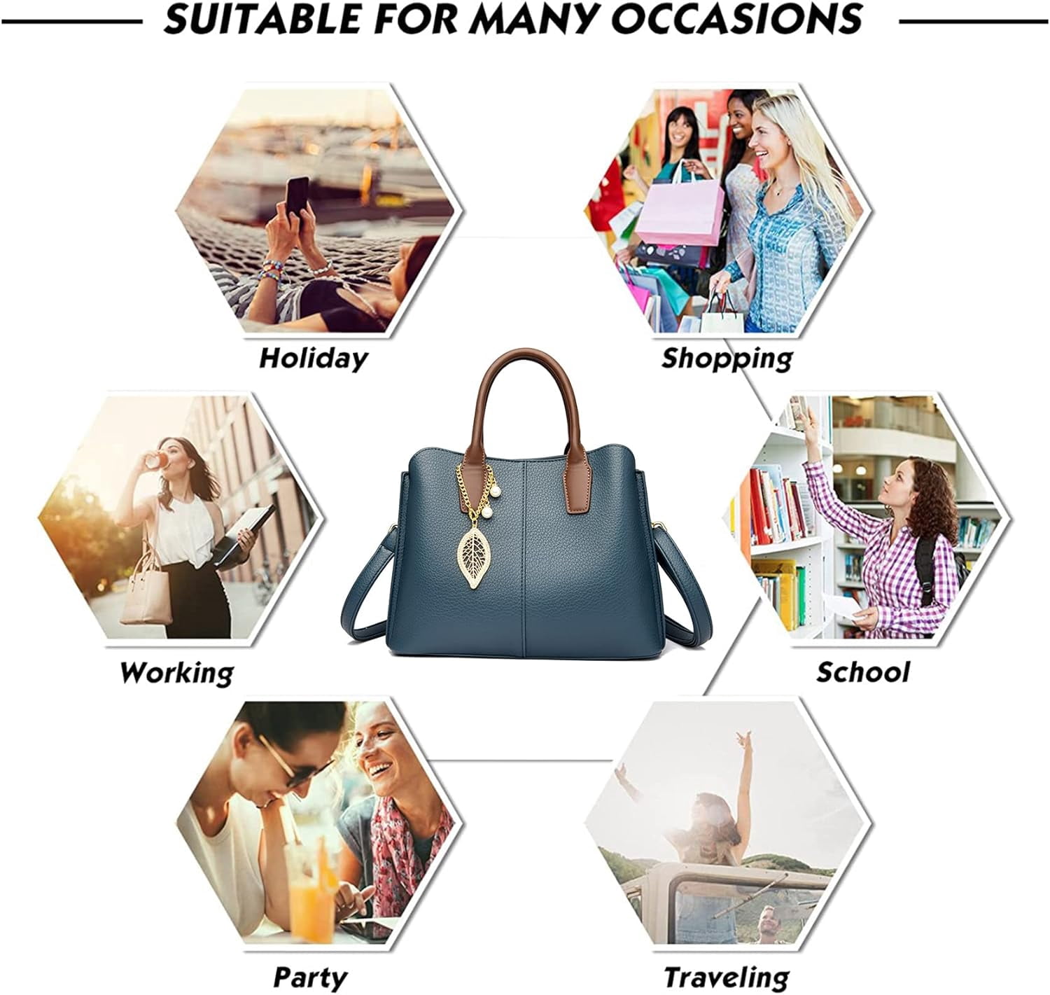 Women's Purses and Handbags Vegan PU Leather Shoulder Bags Ladies Designer Top Handle Satchel Large Capacity Tassel Tote Bag