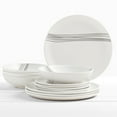 thumbnail image 7 of Tabletops Gallery 12 Piece Skye White Stripe Stoneware Dinnerware Set, Round Dinner Plates Dishes Bowls, Service for 4, 7 of 7