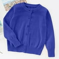 thumbnail image 2 of TOWED22 Toddler Baby Girls Cotton Knit Jacquard Sweater Cardigan, Crew Neck Spring Coat Sweater Long Sleeve Clothes Warm Tops(Blue,5-6 Y), 2 of 5