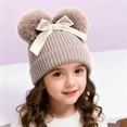 thumbnail image 2 of Favoffer Infant Toddler Baby Knitting Woolen Hat Winter Warm Double Pompom Beanie Cap with Bow 6M-1.5Y, 2 of 6