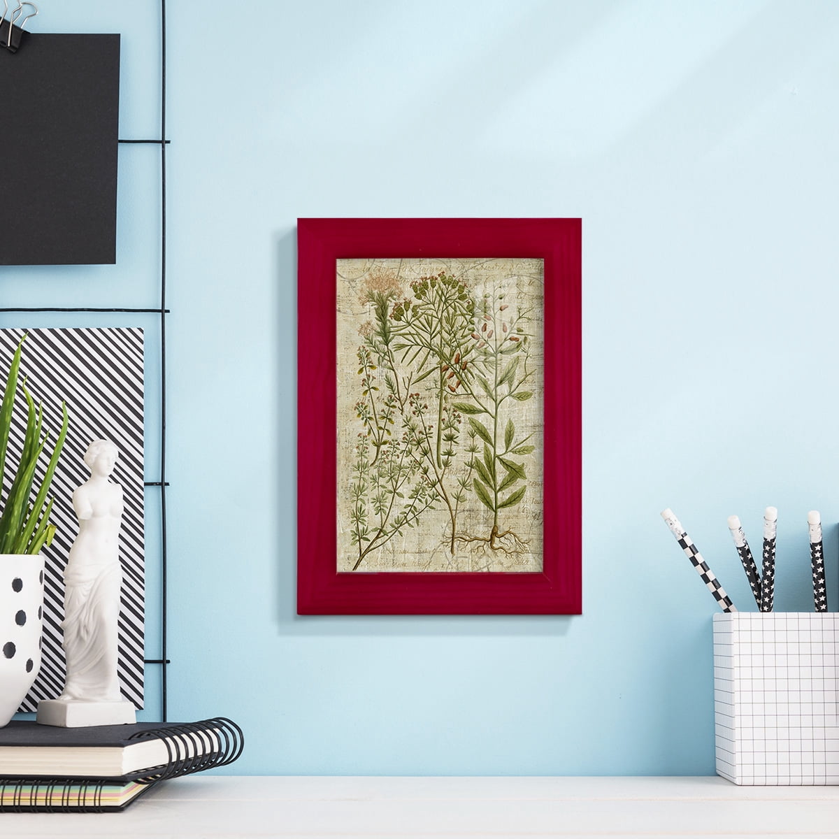 Garden Verses I -Framed Print w/glass-Cherry Red