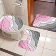 thumbnail image 4 of Pink Grey Ombre Bath Mat 3 Piece Bathroom Rug Set, Modern Geometric Abstract Aesthetics Cream Non Slip Bath Rug Contour Mat and Toilet Lid Cover, Absorbent Shower Mats Soft Bath Rugs and Mats Sets, 4 of 8
