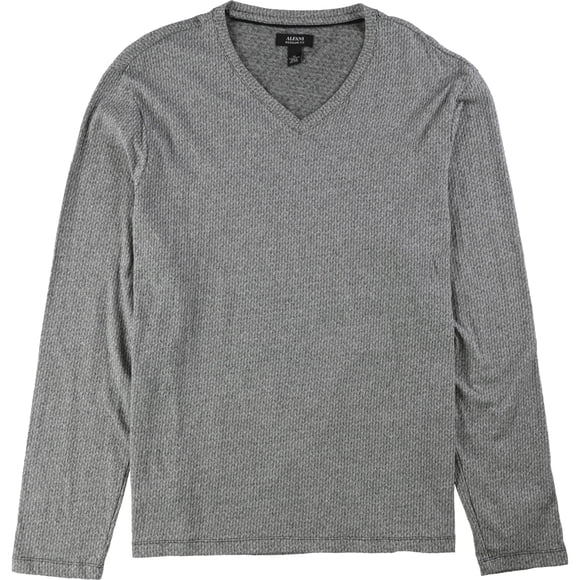 Camiseta básica de Jacquard con Cuello en V Alfani Negro Extragrande