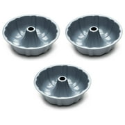 Fox Run Fluted Bundt Pan with Center Tube 8.5 in Preferred Non Stick Steel, 3-Pack