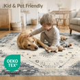 thumbnail image 4 of ODIKA 9'x12' Washable Area Rug Non-Shedding, Easy Care Beige Faded Boho Abstract Distressed Vintage An Under Dining for Master Suite, California King, Bed, 4 of 7