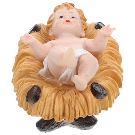 Hemoton Baby Jesus Resin Statue for Desktop and Shelf Decor Small Multicolored Religious Ornament 3.5 Inches