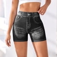 thumbnail image 4 of Holzkary Womens Scrunch Butt Lifting Shorts Faux Denim Gym Booty Shorts Seamless High Waist Workout Yoga Biker Jean Shorts scrunch butt shorts Black L, 4 of 8