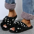 thumbnail image 2 of Gubotare Bed Slippers for Women Women's Comfort House Slippers Memory Foam Cozy Warm Bedroom Shoes Furry Slip on Slippers Indoor Outdoor Non Slip Size 7.5 (Black,7.5), 2 of 8