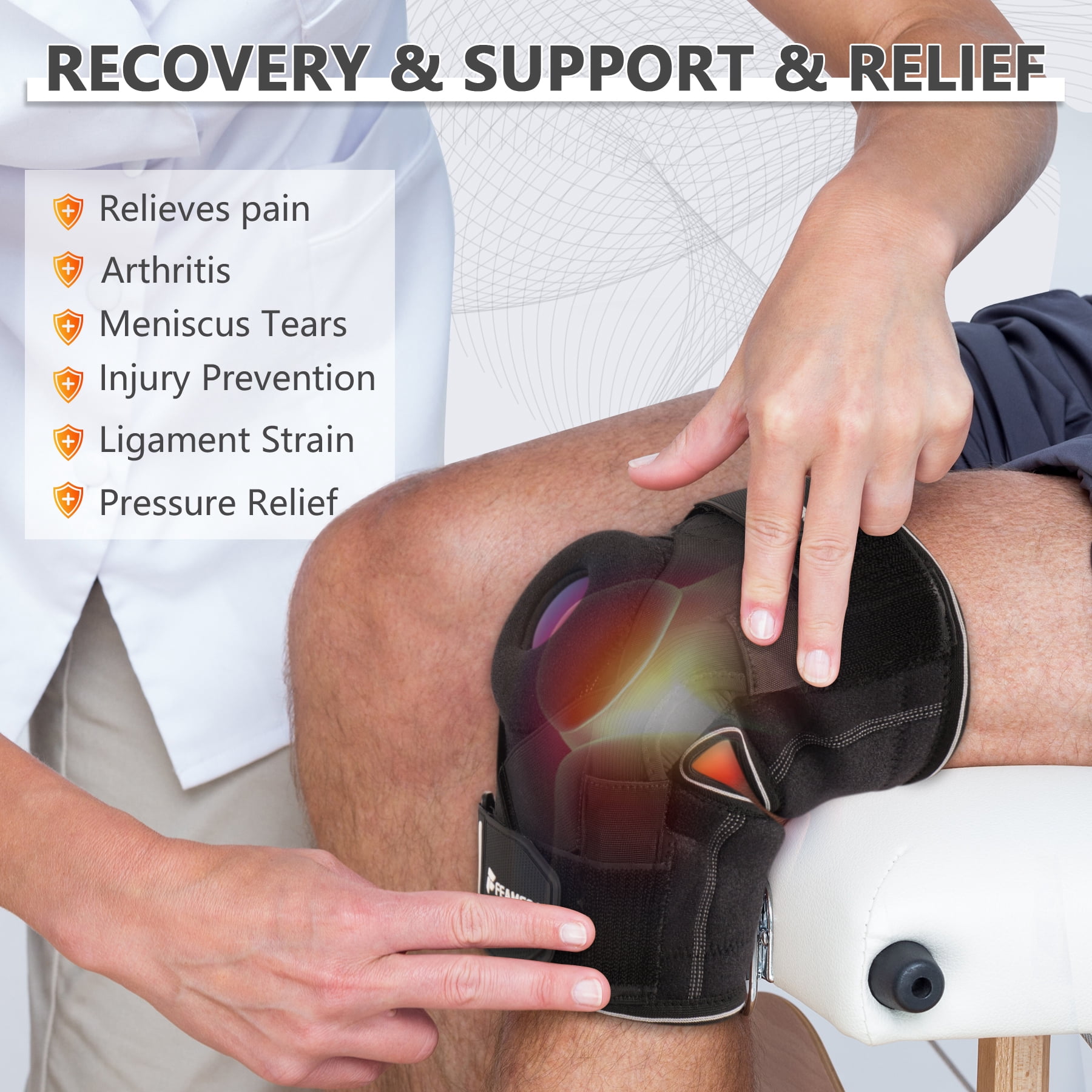 Feamero Knee Brace for Knee Pain, Hinged Knee Brace with Side Stabilizers and Cross Compression Straps for Meniscus Tear, Arthritis, Joint Support，Adjustable for Women Men - Small