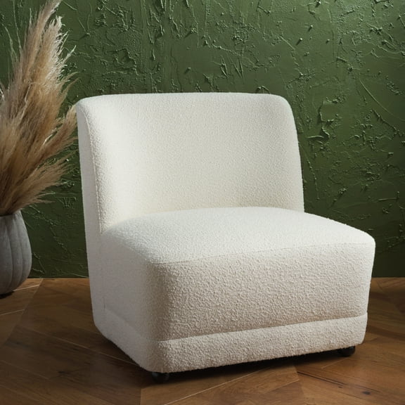 SAFAVIEH Couture Nessa Modern Boucle Solid Accent Chair, Ivory/Black