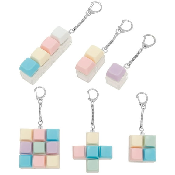 6 Pcs Colorful Keyboard Fidget Toy Portable Keyboard Clicker Toy Funny Keypad Fidget Keychain Decompression Plaything for Adult