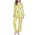 thumbnail image 2 of Blmnix Petite Pajamas Pajama Pants Women Sleepwear Sets Cute Pajama Sleepwear Yellow Collared Long Sleeve Ankle Straight-Leg Pajama Shorts,M, 2 of 7