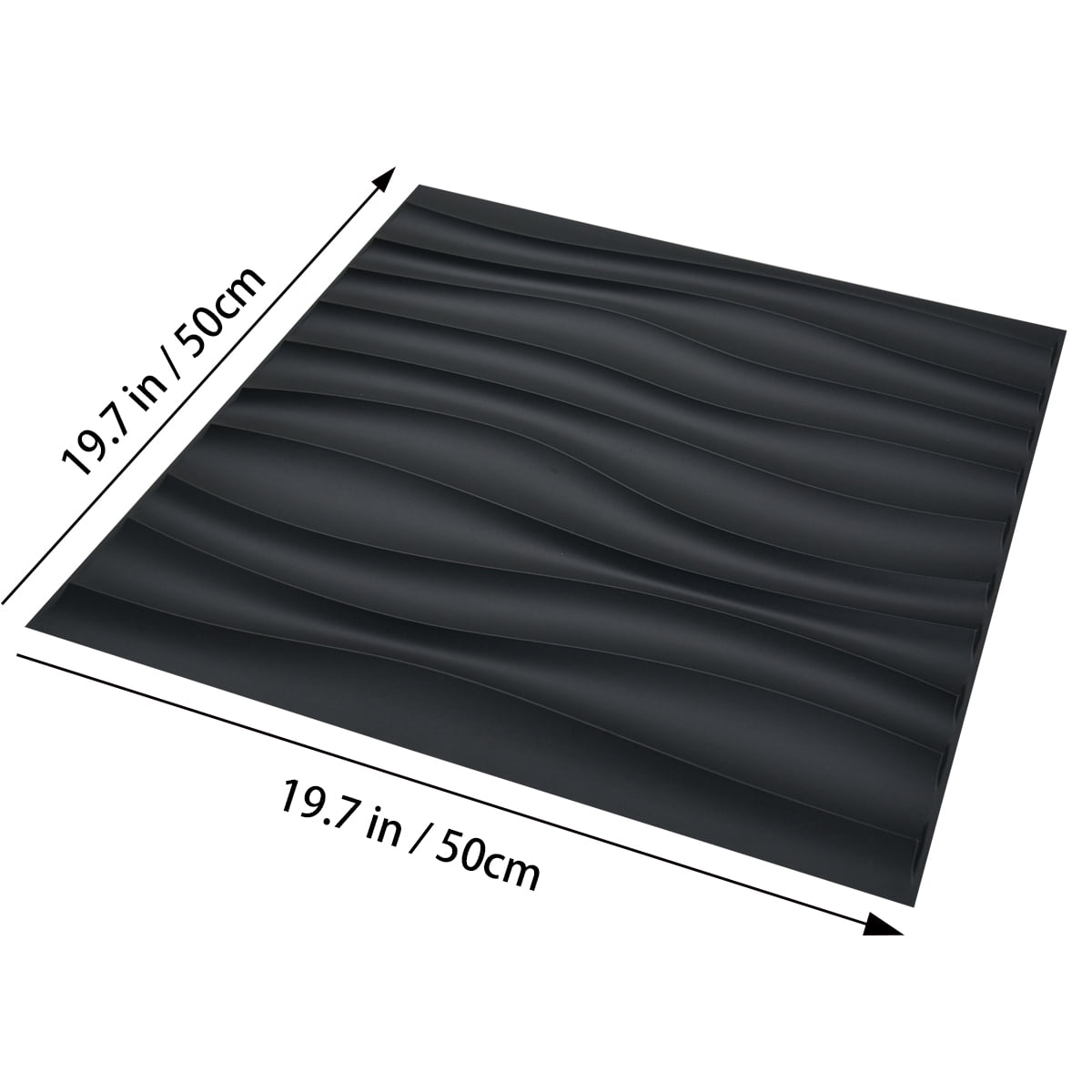 Art3d 19.7 in. x 19.7 in. PVC 3D Wall Panel,Wave Design in Black(12-Pack)