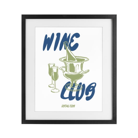 Stupell Industries Eclectic Wine Club Social Evening Toast Black Framed Print Under Glass, 13 x 16, by The Prints Vibe