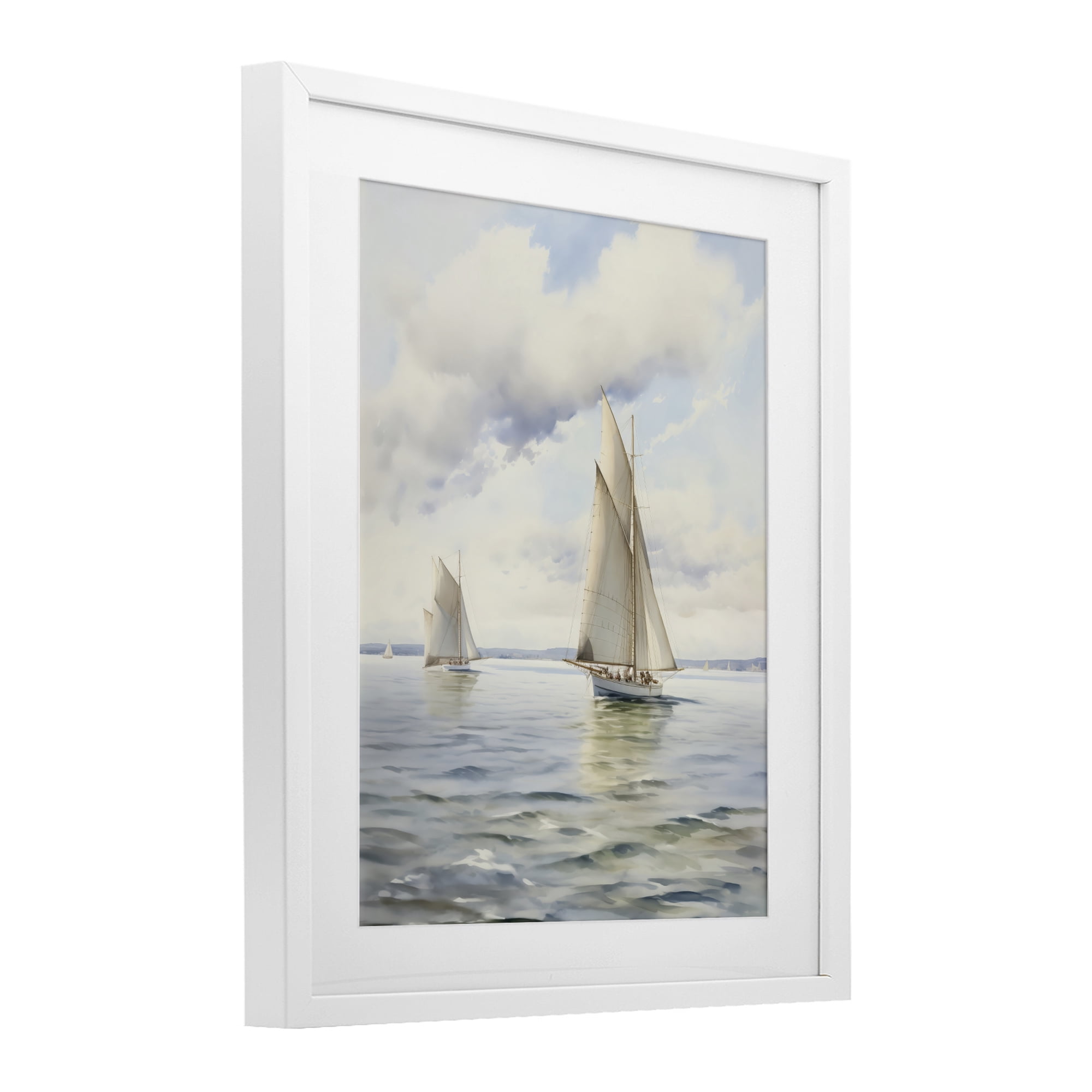 Stupell Industries Sailing Toward a Tranquil Horizon White Framed Print Under Glass, design by LSR Design Studio