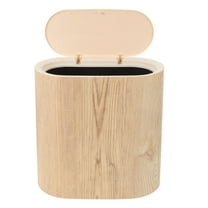 TABLZONE Space Saving Beige Narrow Trash Can with Lid for Kitchen Bathroom Living Room