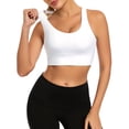 thumbnail image 2 of Strappy Sports Bras for Women Medium-High Support Criss Cross Back Push Up Supportive Padded Sports Bra Yoga Gym Workout Running Athletic Bra Tops White S, 2 of 7