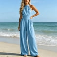 thumbnail image 5 of YuXingFu Womens Jumpsuits for Women Casual Petite Cropped Dress Pants - Cargo Pocket Summer Blue XXL, 5 of 8
