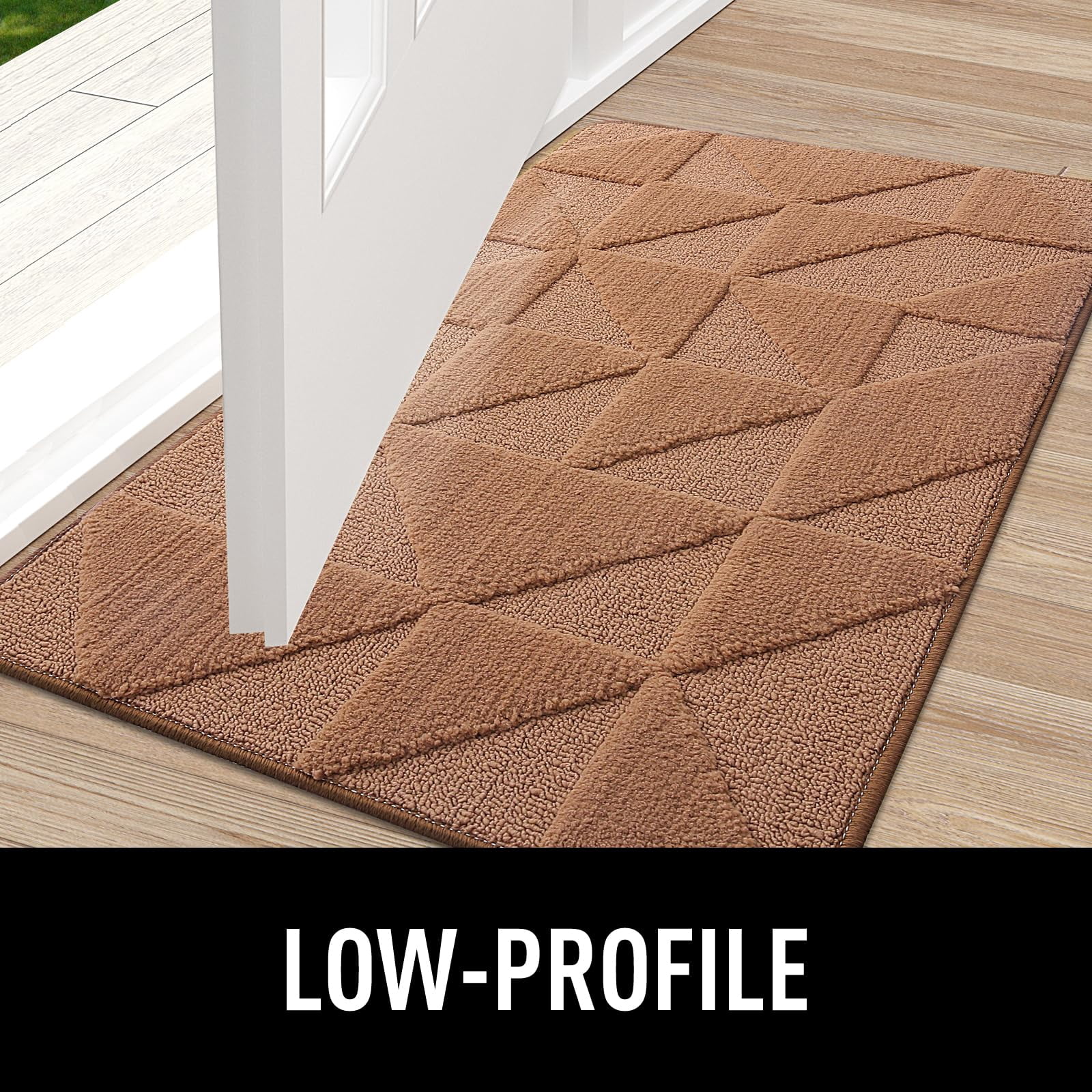 Buganda Indoor Doormats, Absorbent Trapper Dirt Door Mats, Non Slip Low Profile Inside Doormats for Entryway, 20x32, Brown