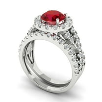 Clara Pucci 14K White Gold Round Cut 1Ct Simulated Tourmaline Engagement Ring   Matching Band - Luxury Box Included