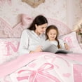 thumbnail image 5 of Erosebridal Pink Bow Bedding Full Comforter Set, Initial Letter M Down Comforter, Princess Bowknot Decor, Reversible, 5 of 7
