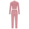 thumbnail image 5 of Women's Sport Suit Set Long Sleeve Round Collar Top and High Waist Pants, 5 of 6
