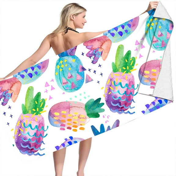 Meitianfacai Beach Towels, Highly Absorbent, Quick Dry, Colorful Beach, Pool and Bath Towel Pineapple Pattern Beach Towel