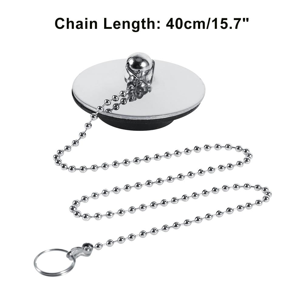 1, 5CM with Chain 12 Inch Bahob® Chrome Kitchen Sink Bathroom Bathtub Plug Drain Stopper Solid Metal Waste Plug with Ball Chain Small/Large & Chain 12