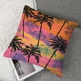 thumbnail image 7 of Tropical Throw Pillow Cushion Cover, Dark Silhouettes of Palm Trees Leaves on Striped Back Art Aloha Vibes, Decorative Square Accent Pillow Case, Pale Fuchsia Marigold, 7 of 7