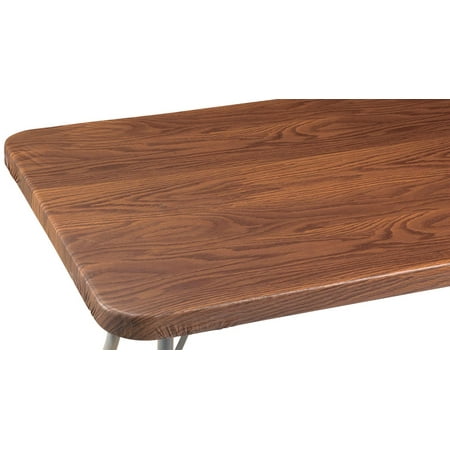 

Wood Grain Vinyl Elasticized Banquet Table Cover Soft Fleece Back Indoor Décor - Measures 72 x 30 Oblong Oak