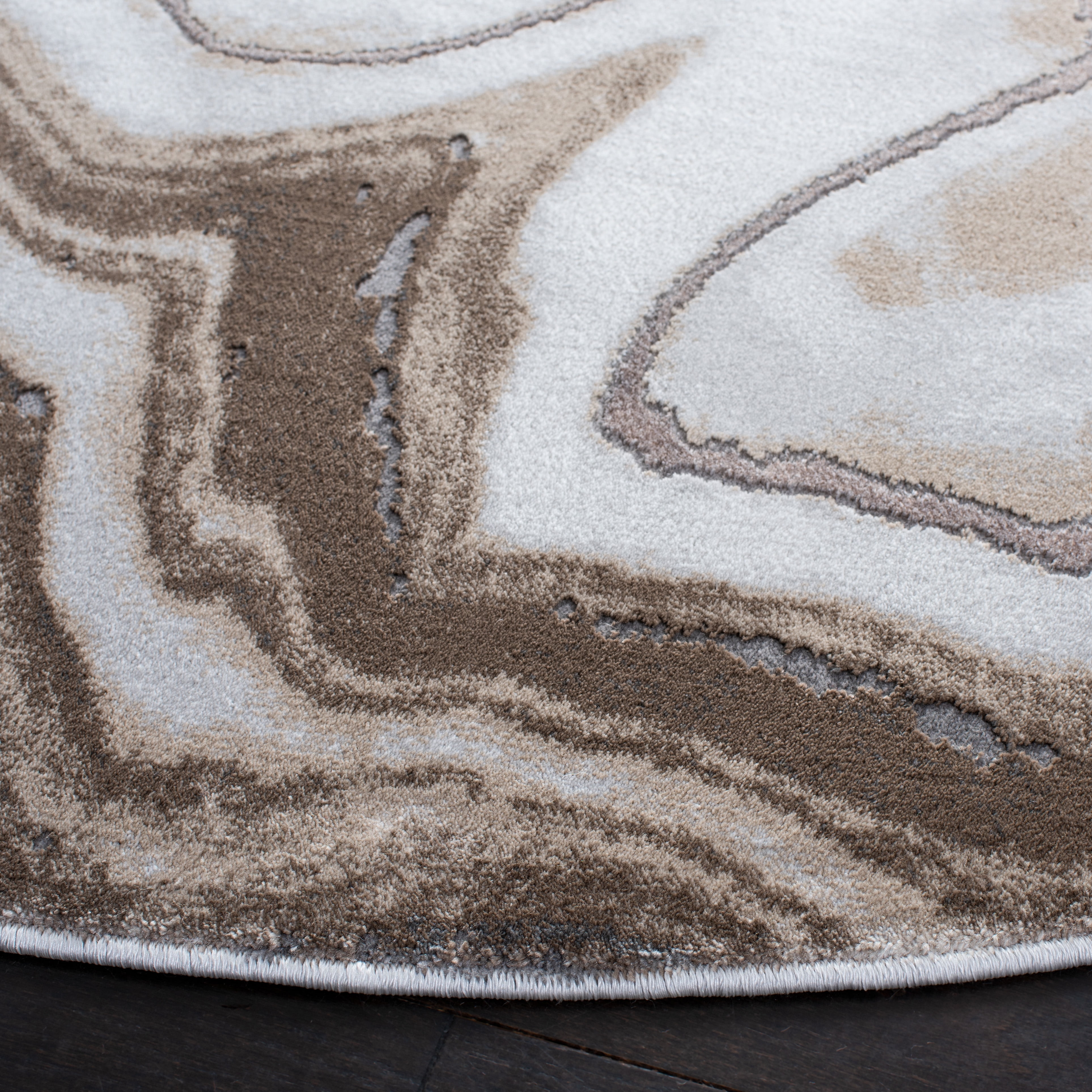 SAFAVIEH Craft Angjelko Abstract Area Rug, Gold/Grey, 5'3" x 5'3" Round