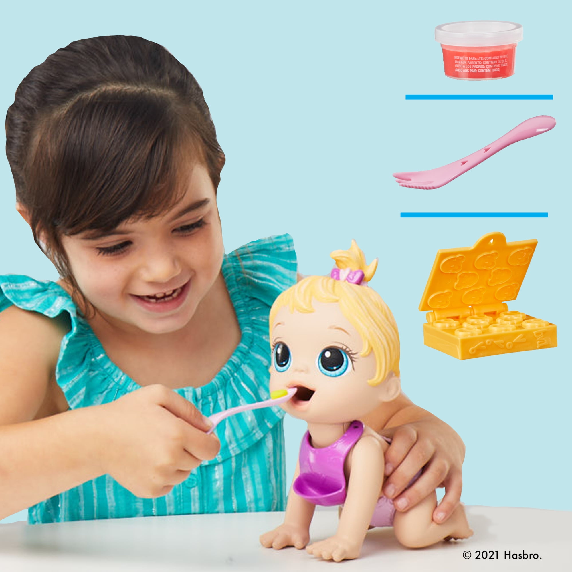 Baby Alive Lil Snacks Doll, Eats and "Poops," 8-inch Baby Doll Toy, Kids Ages 3+, Blonde Hair