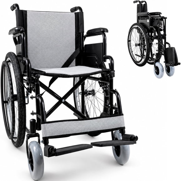 Silla Ruedas Todo Terreno Plegable Estructura Acero Descansa Brazo Abatible Reposapies Freno Usuario Soporta 150kg