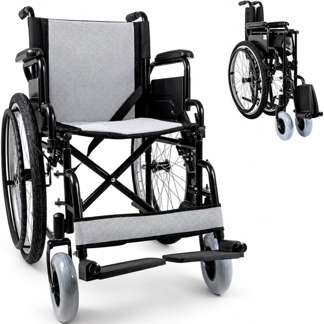 Silla Ruedas Todo Terreno Plegable Estructura Acero Descansa Brazo Abatible Reposapies Freno Usuario Soporta 150kg