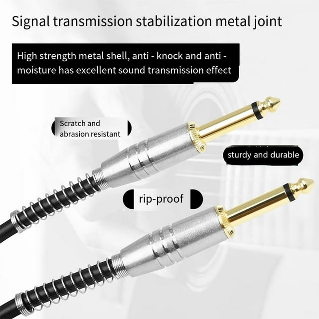 facefd Guitar Pedal Audio Cable Musical Instrument Cord 6.35mm Electric Box Guitars Effect Wire Connector for Playing 300cm