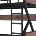 thumbnail image 2 of Bellemave Queen Over Queen Bunk Bed with Storage Shelves, Heavy-Duty Bunk Beds with LED Lights, Space-Saving Metal+Wood Queen Size Bunk Bed, Noise-Free Design（Black), 2 of 9