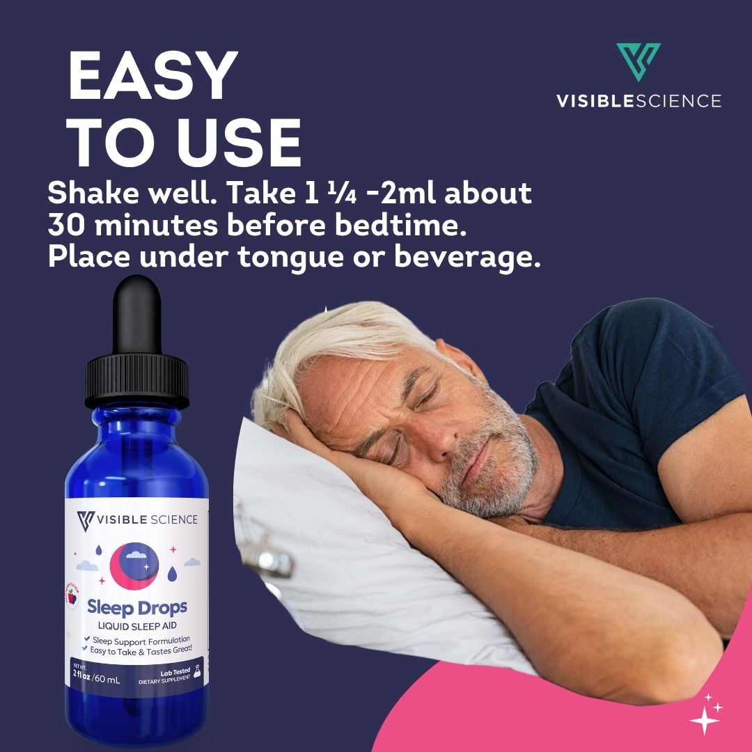 Visible Science Sleep Drops – Flavor Liquid Sleep Aid Supplement – Berry, 2 fl oz (60 mL)