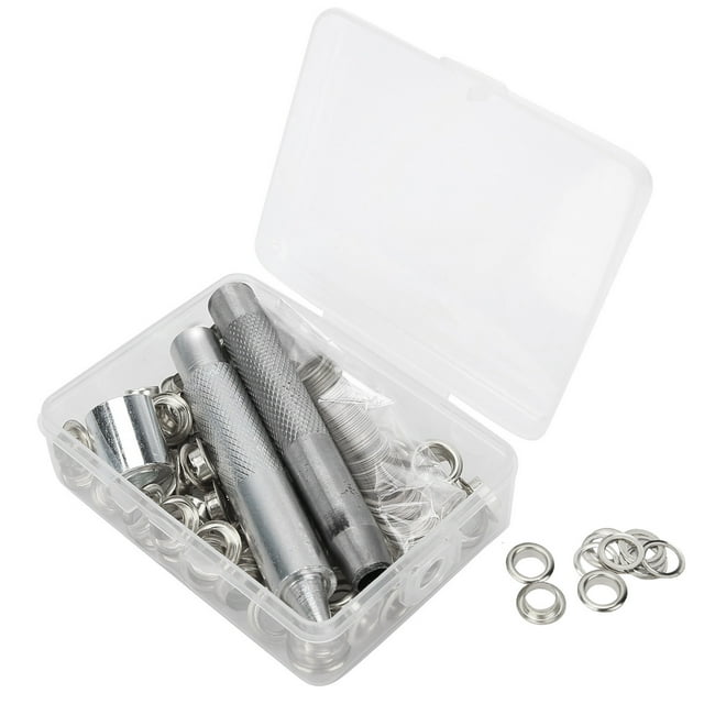 Grommet 100 Sets Eyelets 0.3In Tool Box Grommets Tool Three Piece Set Bubble Bag Air Eye Buckle Eyelets Grommets