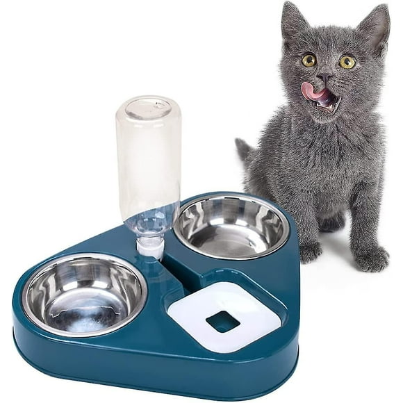 Double Gamelle Chat Surleve, Bol Pour Chat 3 En 1 En Acier Inoxydable Anti-vomissements, Bol Pour Animaux D'eau Automatique, Compagnie Chien Chat Auto