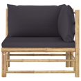 thumbnail image 3 of vidaXL 2 Piece Garden Lounge Set with Dark Grey Cushions Bamboo, 3 of 5