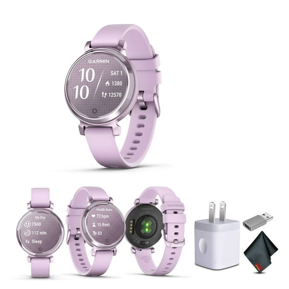 Garmin Lily 2 Small and Stylish Smartwatch Metallic Lilac New (010-02839-01)  Smart Watch Bundle