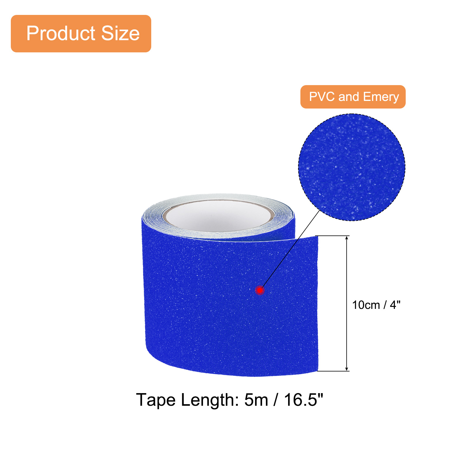 Non Skid Tape 4 in x 16.5 ft Frosted Non Slip Grid Tape Self-Adhesive Backing for Stairs Treads, Blue