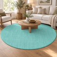 Washable Round Rugs 5 Ft, Turquoise Burlap Texture Non-Slip Area Rug ...