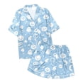 thumbnail image 7 of Trendfront Womens Relaxed 2 Piece Halloween Pajama Set Notched Collar Button Front Short Sleeve Top Elastic Waist Shorts Ghost Print Sleepwear for Women, 7 of 7